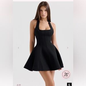 House of CB “Loulette” Black Halter Neck Bow Mini Dress